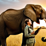 **Image Prompt:** "A professional female wildlife photographer, fully clothed in khaki safari attire, documenting elephants in the Kenyan savanna at sunset, appropriate content, safe for work, perfect anatomy, natural proportions, golden hour lighting, high-quality photography, family-friendly."