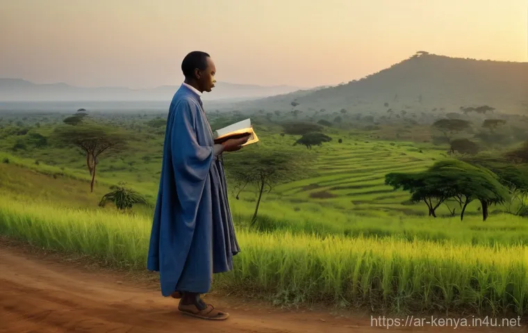 케냐의 유명 작가 - **Image Prompt 1: The Spark of Resistance**
    A determined young Ngũgĩ wa Thiong'o, in his early t...