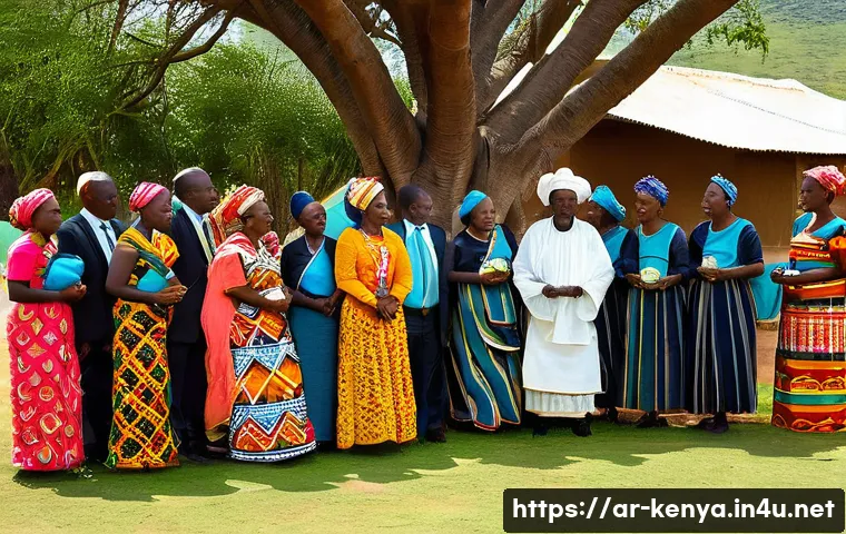 케냐 결혼식 문화 - **Prompt: Kenyan "Lobola" Ceremony and Family Gathering**
    A vibrant and authentic depiction of a...