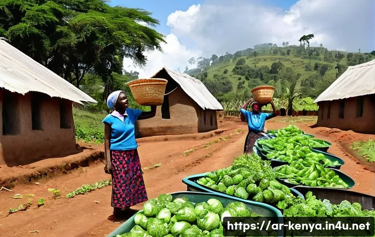 케냐의 여성 권리 운동 - **Prompt 1: Empowered Kenyan Women in Sustainable Agriculture**
    "A vibrant and bustling scene in...